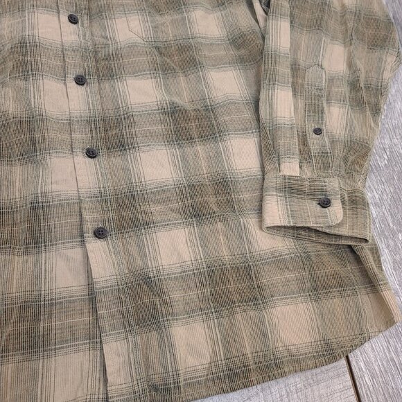 Scully Mens Corduroy Flannel Shirt Size XXL Brown Long Sleeve Button Plaid - Picture 3 of 5
